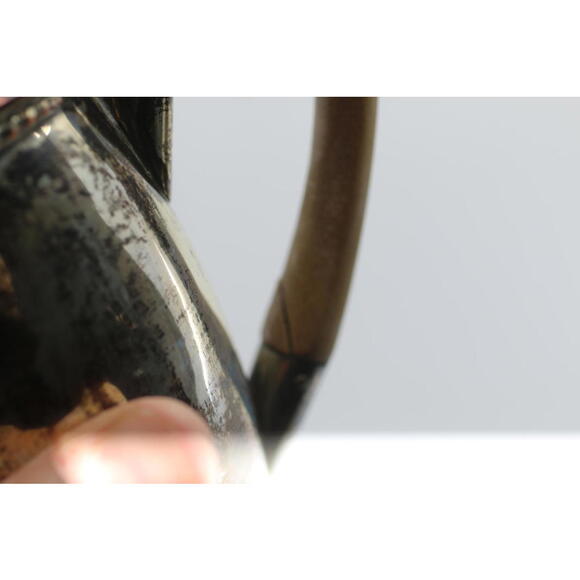 Antique Silver Plate Coffee Pot Wood Handle Hinged Lid - Picture 10 of 16